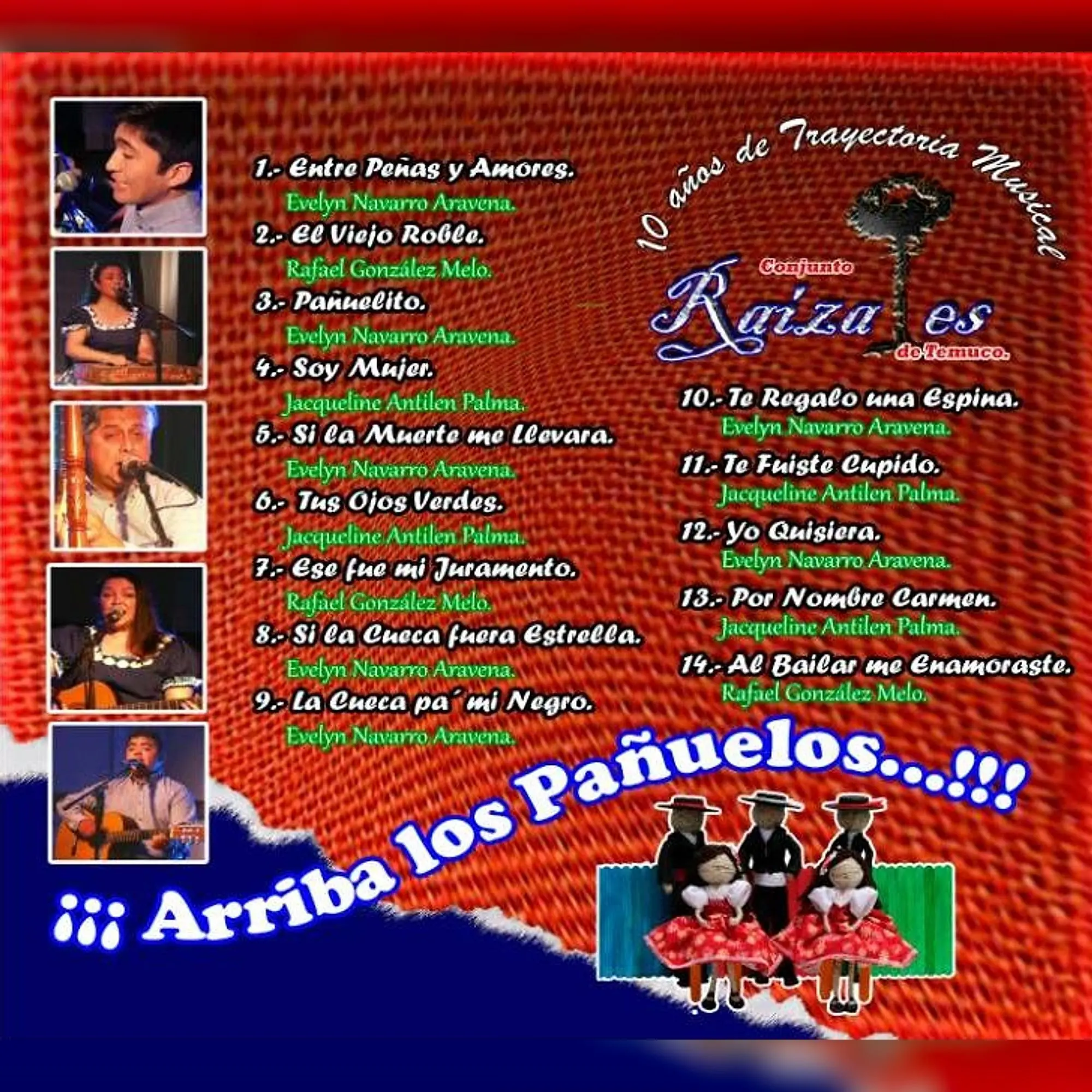 Contraportada del disco Arriba los Pañuelos: canciones y créditos