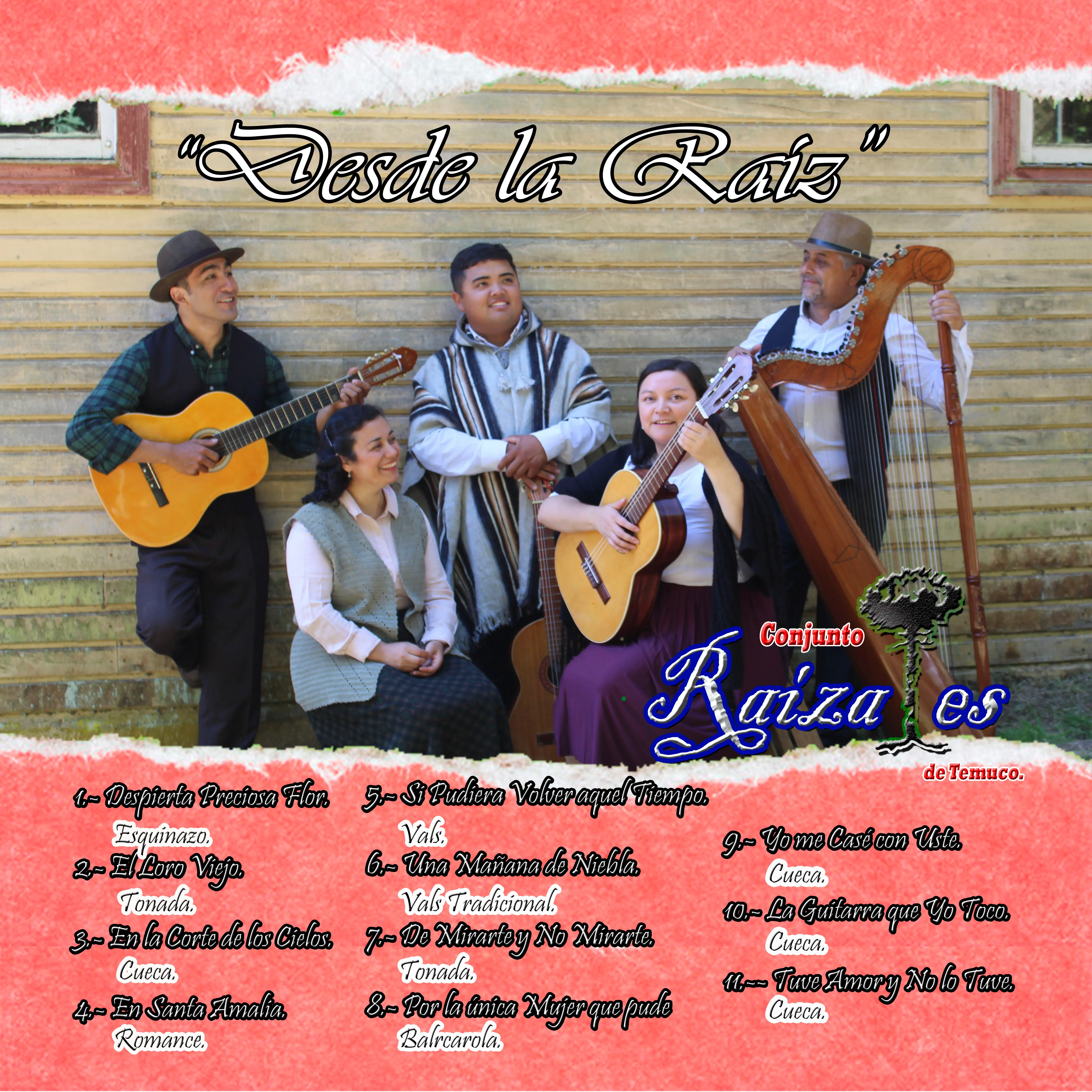 Contraportada del disco Desde la Raíz: canciones y créditos
